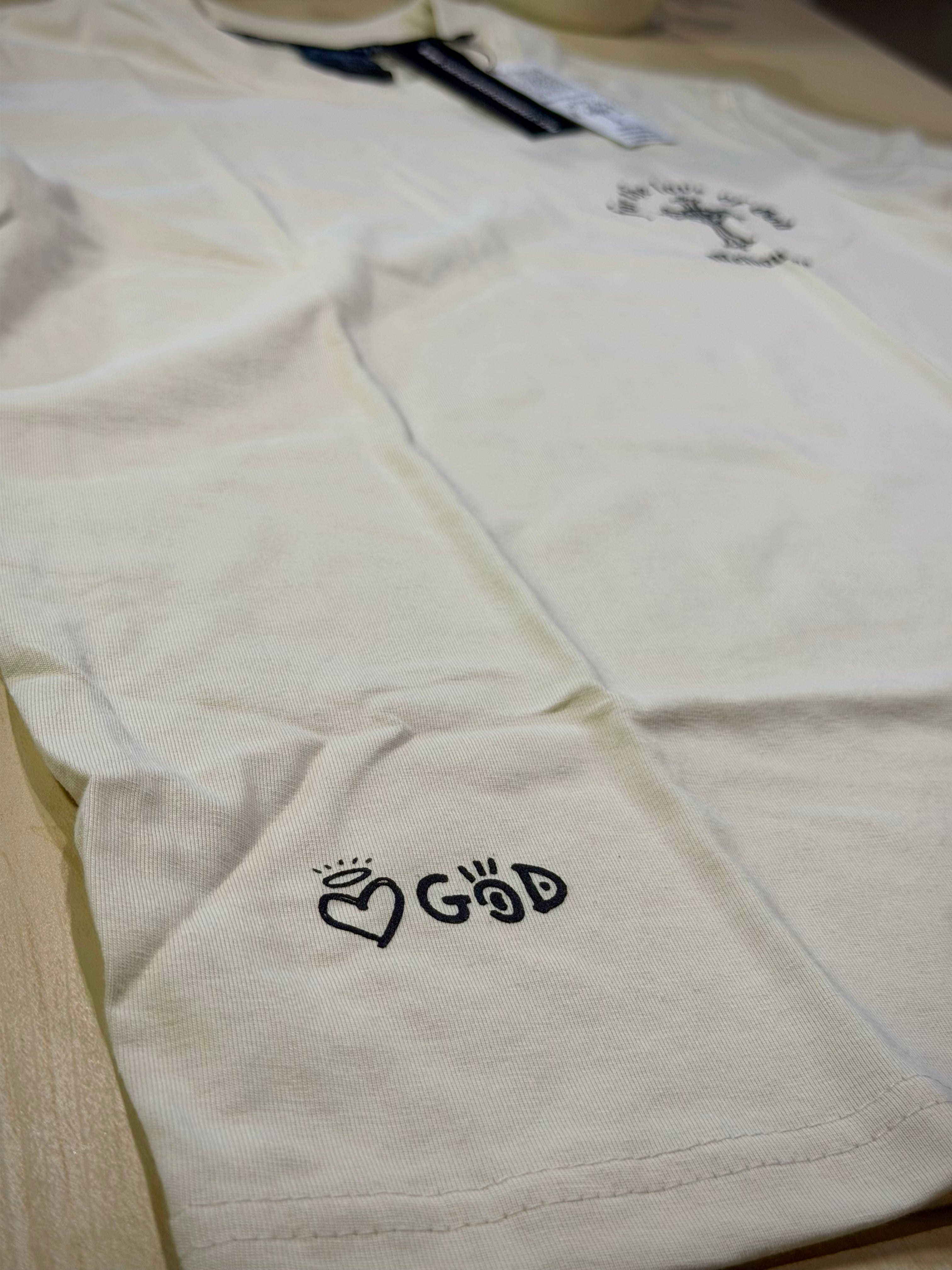 For the love of God og logo heavyweight tee beige