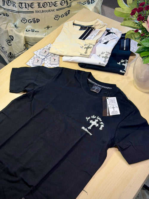 For the love of God og logo heavyweight tee black