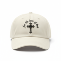 Cream baseball hat with embroidered logo