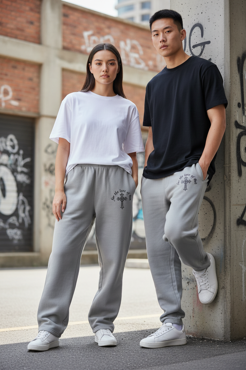 Lifestyle shot with exact wolf grey pants